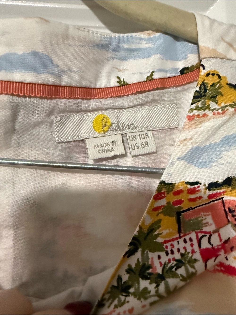 Boden Paradise Bay Smocked Waist Mini Dress Coastal Scenic Print Cotton US 6R - Picture 4 of 9